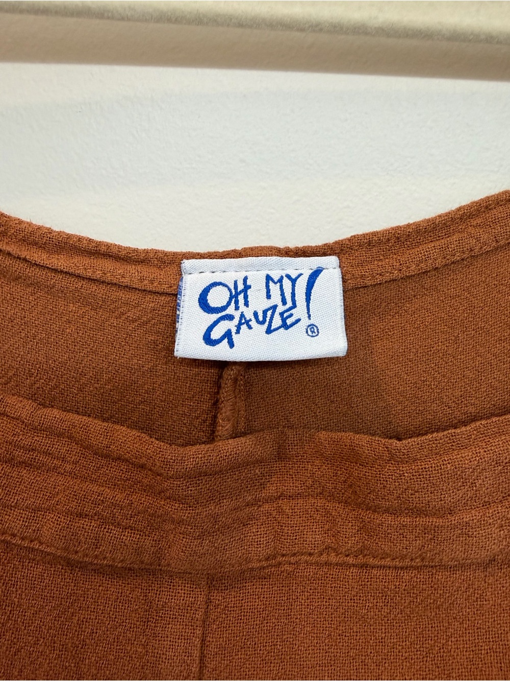 Oh My Gauze Sabina Jumpsuit Size 2 L/XL Cinnamon Brown 100% Cotton Wide Leg - Picture 2 of 9